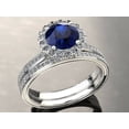 thumbnail image 2 of HeartsAndYou 2.7ct Natural Sapphire Diamond Engage Ring Bridal Set Halo 14k SOLID White Gold, 2 of 9