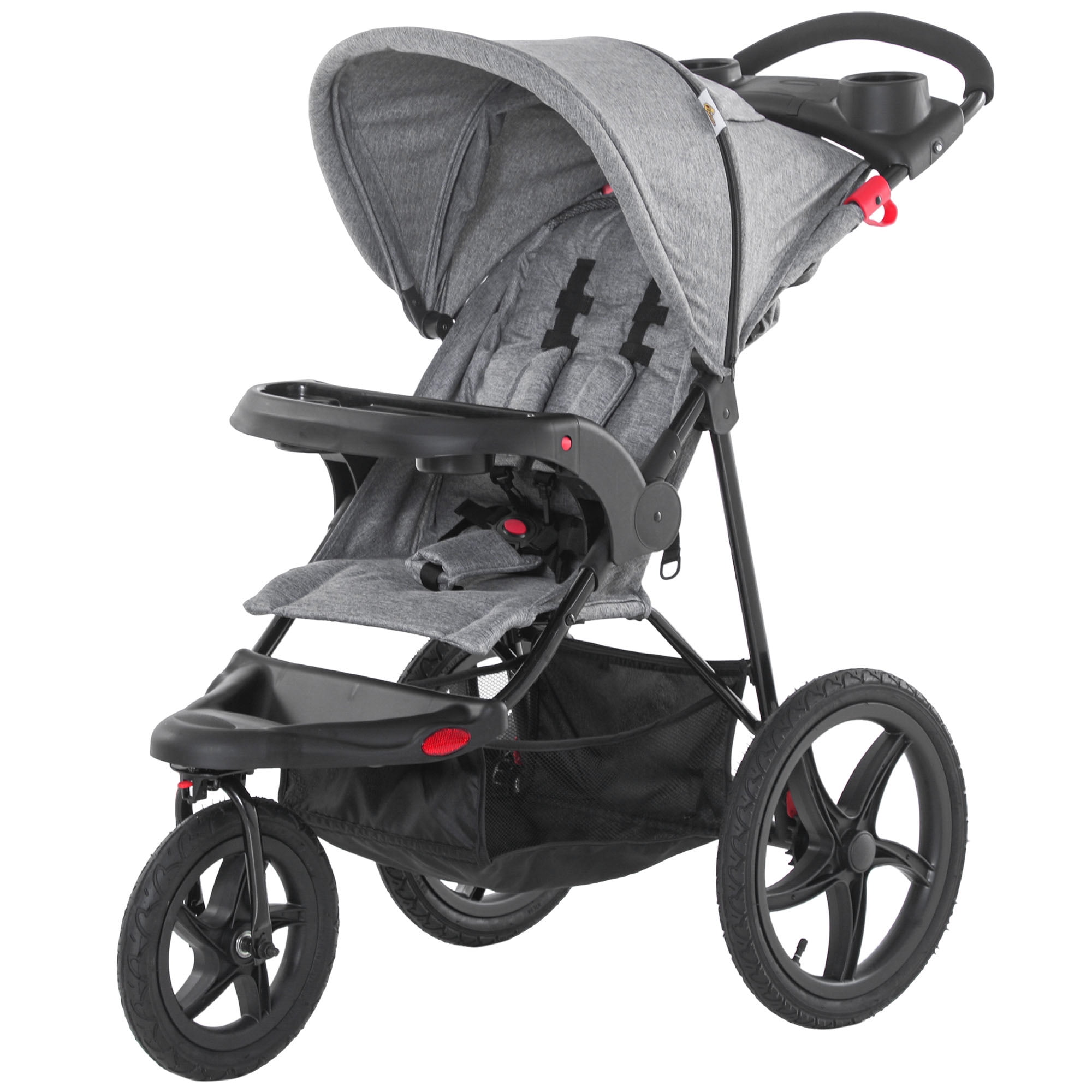Qaba Baby Stroller with Adjustable Backrest, Gray