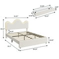 thumbnail image 3 of Yiwa Kids Upholstered Bed Frame, Features LED Lighting, Chic Wavy Headboard, Storage Drawer, and Lamb Fleece Fabric, Solid Wood Slats, No Box Spring Required, 3 of 9