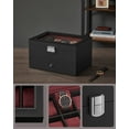 thumbnail image 3 of 20-Slot Watch Box, Watch Case with Glass Lid, 2 Layers, Lockable Watch Display Case, Black and Red, 3 of 6