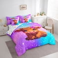 thumbnail image 3 of jejeloiu Cute Highland Cow 7-Piece Bedding Comforter Set,Rustic Farmhouse Cattle King Bedding Sets,Gradient Purple Pink Blue Bed Sheets For Girls,Luxury Bedroom Decor Reversible, 3 of 8