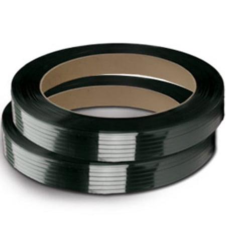 CWC Polyester Strapping - 1/2" x .020" x 3600', Black, 16" x 3" Core (Pack of 2 coils)
