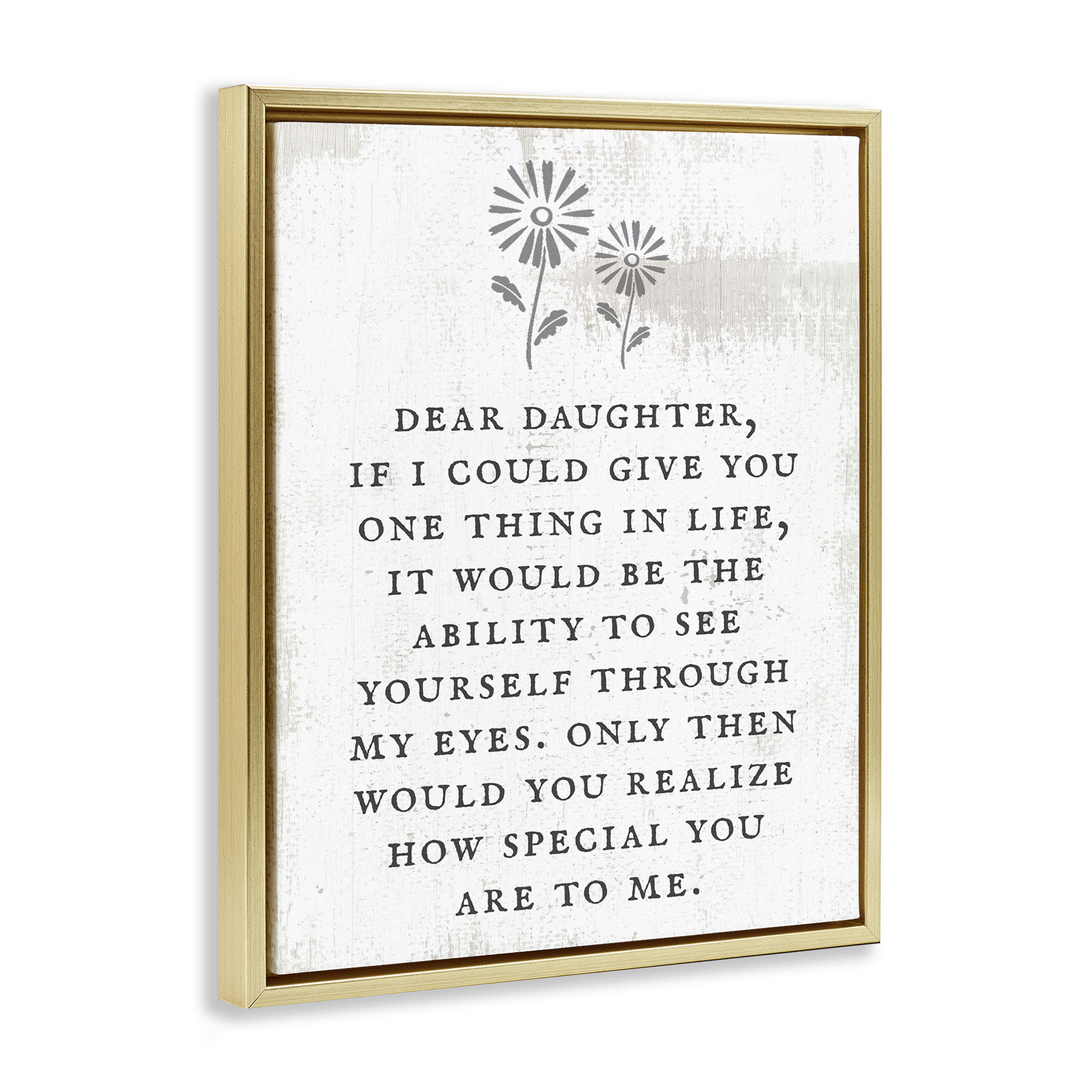 Stupell Industries Dear Daughter How Special You Are Literature & Flim Painting Gold Floater Framed Canvas Art Print Wall Art, 17 x 21