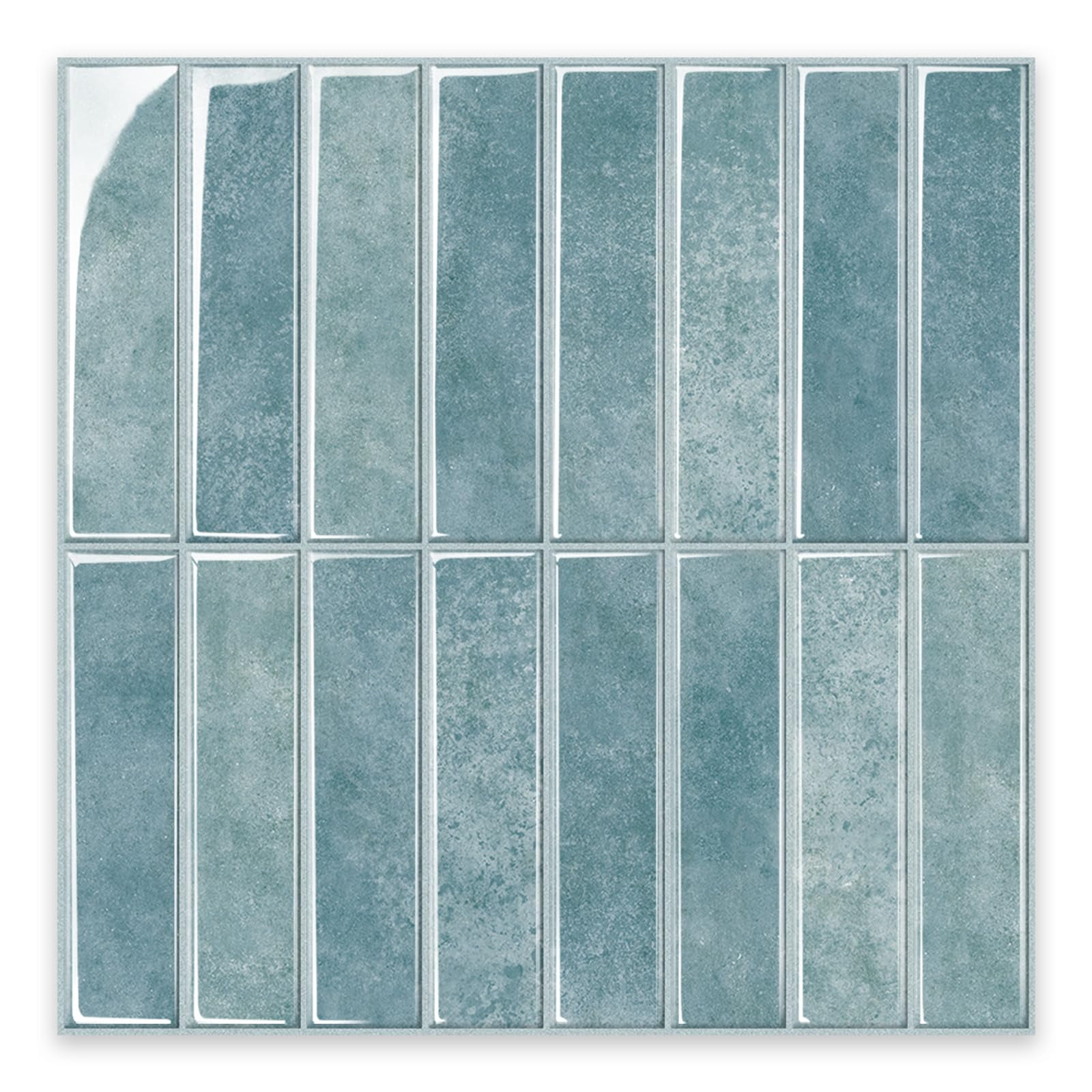 10 Sheets 12inch/30.5cm 3d Vinyl Backsplash Tiles  Self-adhesive Peel And Stick Wall Tile Stickers On Subway For Kitchen Bathroom Light Blue Gray