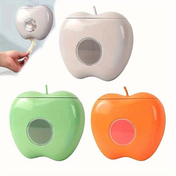 Wall Mounted Plastic Bag Organizer, Apple-Shaped Garbage Bag Holder, Reusable Shopping Bag Storage & Trash Bag Dispenser for Kitchen Use