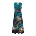 thumbnail image 4 of Kctiaxy Dresses for Women Vintage Printed Sleeveless Maxi Dresses Summer V-Neck A-Line Flowy Floral Dresses Casual Beach Vacation, 4 of 5
