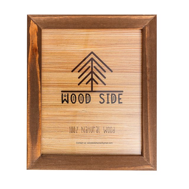 Marco de Fotos Rústico de Madera de 28 X 35 Cm (Madera Maciza Ecológica Natural de Granero) para Montar en la Pared, Color Marrón Miel.