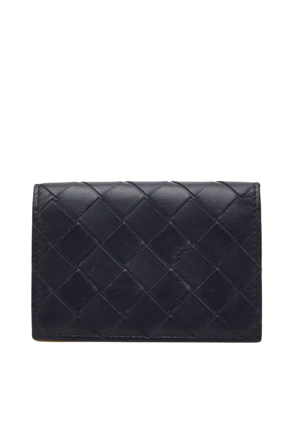 Pre-Owned Bottega Veneta Intrecciato Business Card Holder/Card Case, Navy and Yellow... (Good)