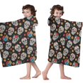 thumbnail image 4 of Black Colorful Skull Flower Pattern Hooded Bath Towel，50"x30" for Ages 3 To 12 Kids, Quick Dry Lightweight Soft Microfiber Hood Beach Towel Cover Up for Kids, 4 of 7
