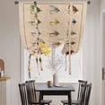thumbnail image 3 of Ocean Fishhooks Balloon Curtains for Living Room/French Door, Vintage Coastal Fishing Pattern Brown Tie Up Curtains 63 Inch Length Energy Saving Kitchen Curtains Shades for Windows 42"x63", 3 of 8