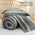 thumbnail image 5 of Boho Comforter Set Twin  Dark Grey - Jacquard Bedding Comforter Set, 2 Pieces Farmhouse Shabby Chic Embroidery Bed Set, Soft Fluffy Tufted Striped Comforter for All Seasons, 5 of 12