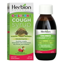 Herbion Naturals Cough Syrup for Children - 5 FL Oz - Good Tasting Supplement with Natural Honey & Cherry Flavor, Helps Relieve Cough, Promotes Healthy Lung Function - For Kids 13 Months and above.
