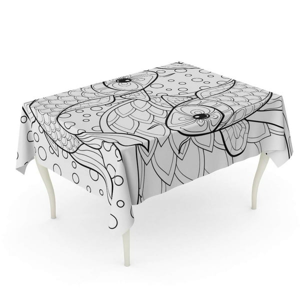 NUDECOR Retro Adult Coloring Book Fish Activity for Abstract Tablecloth  Table Desk Cover Home Party Decor 52x70 inch 