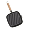 Big sale Cast Iron Skillet with Wooden Handle Square Uncoated Nonstick