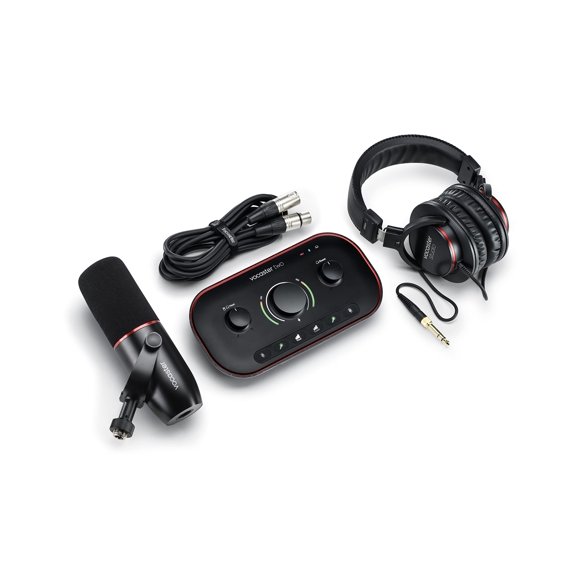 Interfaz de podcasting Focusrite Vocaster Two Studio con micrófono y HP