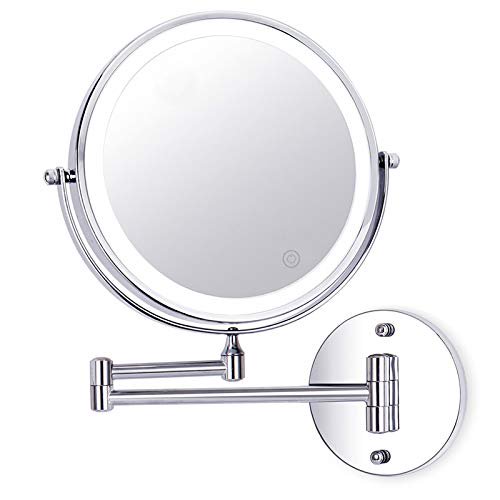 Uucolor Wall Mounted Makeup Mirror 8 Inch 1x 10x Magnifying Double Sided Touch Button Adjustable Light 360 Swivel Extendable Vanity Mirror Chrome Finished For Bathroom Hotels Battery Powere Walmart Com Walmart Com
