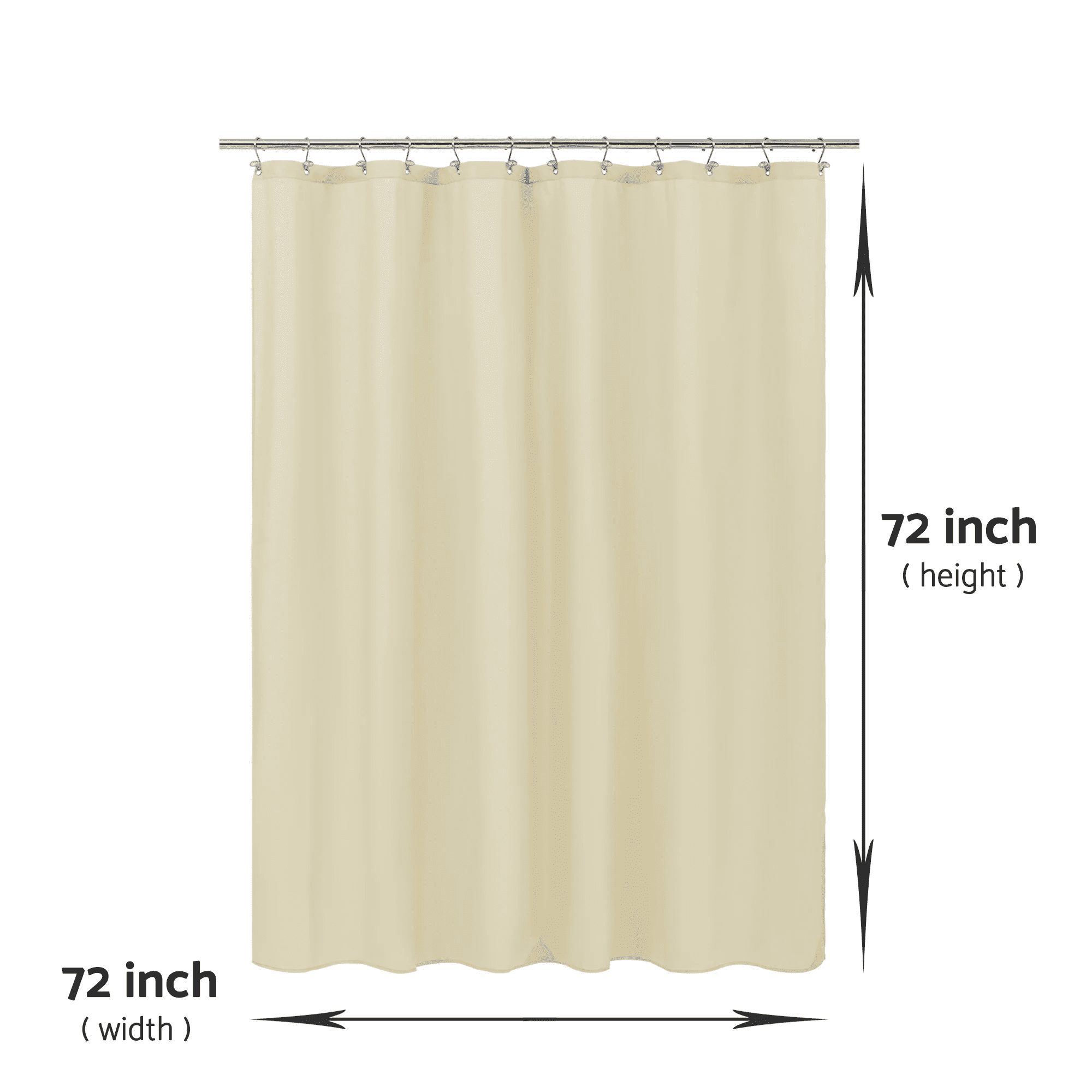 Mrs Awesome Waterproof Fabric Shower Curtain Liner Microfiber with 3 Magnets, Cream -72"x72"