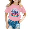 thumbnail image 3 of LIIPEE Girls Shirts Cartoon Animal Printed Short Sleeve Round Neck Tshirt Girl Classic School Tee Shirts,Pink,10-11 Years, 3 of 4