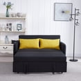 thumbnail image 5 of Pull Out Loveseat Sleeper, 3-in-1 Convertible Sleeper Sofa Bed with 2 USB Ports & 2 Pillows & Side Pockets, 55.5" Velvet 2 Seat Sofa with Pull Out Bed for Living Room, Black, 5 of 7