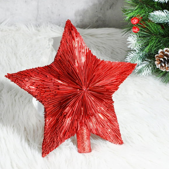 Decoración para árbol de Navidad con tres estrellas de miel, color rojo, 21 cm