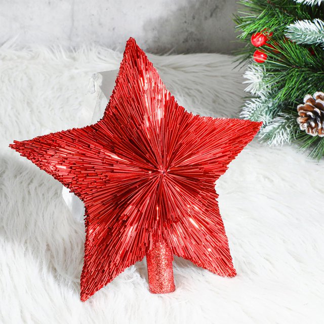 Decoración para árbol de Navidad con tres estrellas de miel, color rojo, 21 cm