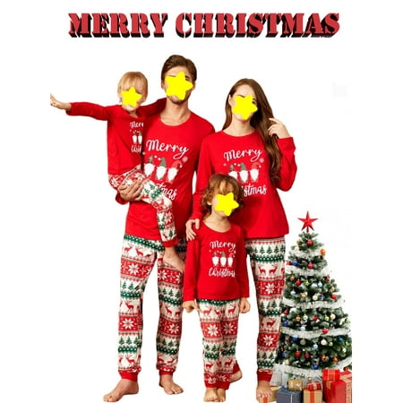 

Merry Christmas Family Matching Pajamas Sets Xmas Print Tops Pants Holiday Sleepwear Loungewear Jammies Pjs Outfit