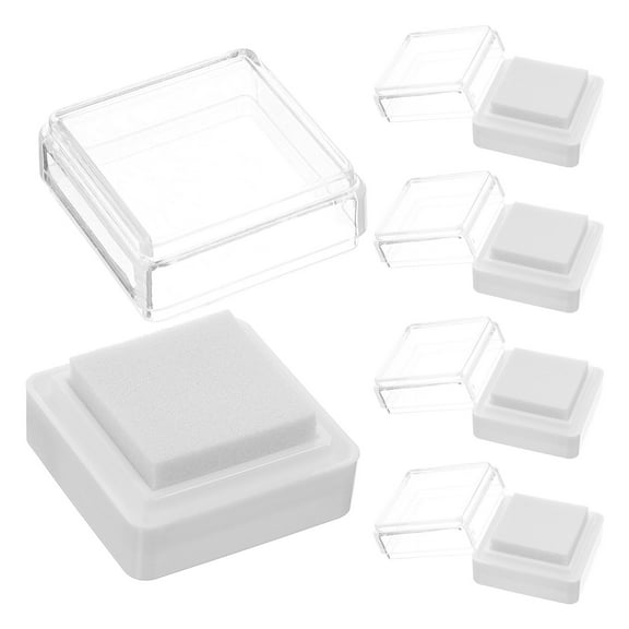 Milisten 5-Pack Blank Fingerprint Ink Pads White Plastic for Crafting and Office Use