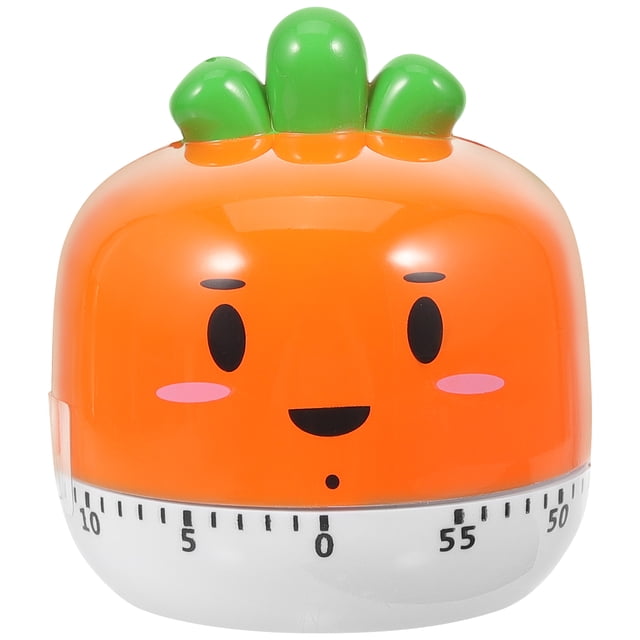Miangastore Carrot Shaped Kitchen Timer for Cooking and Baking Manual Mechanical Timer Orange Plastic Metal 60 Minutes