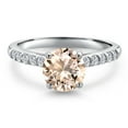 thumbnail image 3 of Gem Stone King 10K White Gold Peach Morganite and Lab Grown Diamond Engagement Ring for Women | 1.35 Cttw | Round 7MM | Gemstone October Birthstone | Size 7, 3 of 6