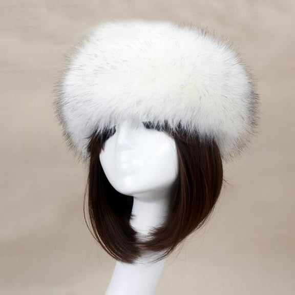 Babysbule Hats for Women Winter Women's Hat, Hollow Top, Imitation Fur, Thickened Hat, Warm Hat Ring, Hood Cover, Plush Brimless Hat