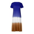 thumbnail image 4 of Babysbule Women's Dress Women Plus Size Daily Tie-dyed Color Block Loose V Neck Short Sleeve Dress, 4 of 7