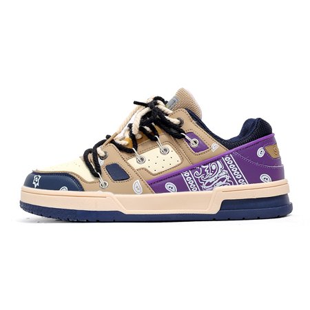 

Breathable Floral Print Skate Shoes Lace Up Anti Slip Faux Leather Basketball Sports Shoes Women‘s Footwear