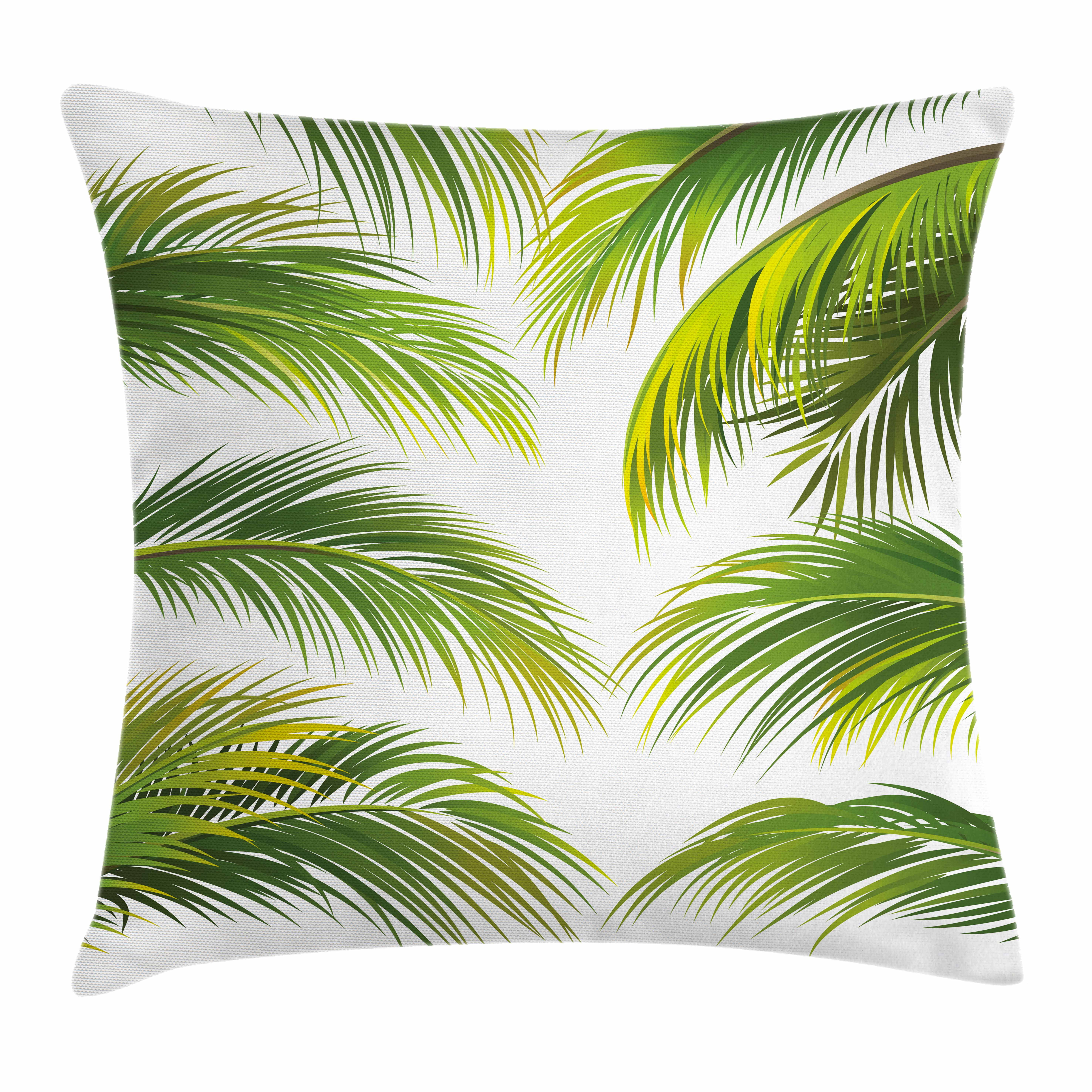 Palm Leaf Throw Pillow Cushion Cover, Vivid Palm Leaves Growth Jungle ...