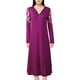 thumbnail image 1 of Vestido midi de manga larga con bolsillos con cuello en V y cremallera ahuecados para mujer Abanopi Morado/Medio, 1 of 7