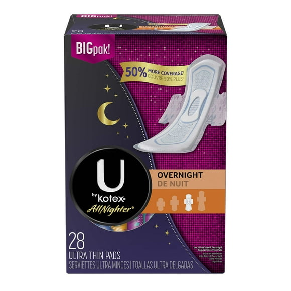 Almohadillas sanitarias U de Kotex AllNighter Ultra Thin Overnight