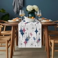 thumbnail image 2 of Red Blue Diamond Table Runner - 120 Inch Long, Kitchen Dining Table Runner Dresser Scarves, Modern Geometric Middle Century White Farmhouse Decor for Coffee Tables Wedding Party Banquet, 2 of 8