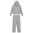 thumbnail image 3 of HAiming Plus Size Pajama Sets for Women 2 Piece Sleepwear Ribbed Knit Long Sleeve Hoodies Loose Pants Lounge Sets, 3 of 5