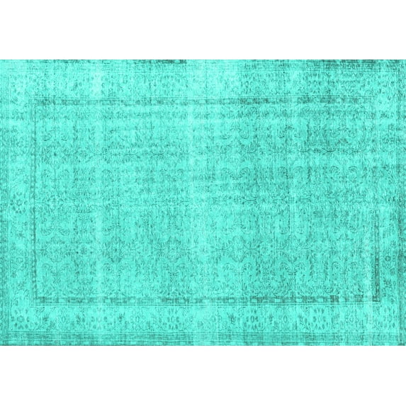 Ahgly Company Machine Washable Indoor Rectangle Persian Turquoise Blue Traditional Area Rugs, 4' x 6'