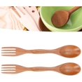 thumbnail image 3 of Tenedor y cuchara 2 en 1, juego de 2 tenedores de madera, cubiertos de viaje reutilizables, utensilios de camping ligeros TUNC Sencillez, 3 of 5
