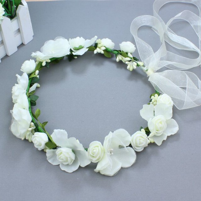 Corona de flores diadema JAMW guirnalda floral boda Nupcial tocado hecho a mano