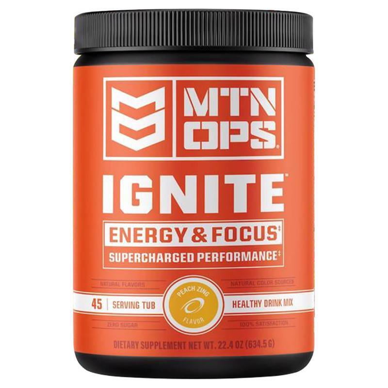 MTN OPS Ignite Energy Drink - Scoop, Peach Zing, 45 Servings