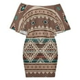 thumbnail image 6 of Southwest Native Aztec Women's Off The Shoulder Ruffles Summer Wedding Guest Loose Casual Party Beach Dress, 6 of 9