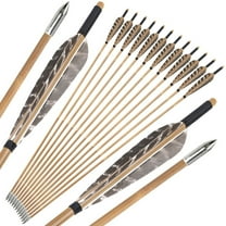 SHARROW 12X 33'' Bamboo Arrows 5"Natural Feather Archery Longbow Arrowheads Hunting