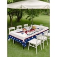 thumbnail image 3 of Outdoor Tablecloth with Umbrella Hole and Zipper, Independence Day Rectangle Table Cloth 60x120 Inch Waterproof Tablecloth, 4th of July Patriotic Star Blue Red Flag Picnic Table Cover for Patio, 3 of 7