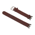thumbnail image 3 of Correa de piel sintética transpirable, flexible, cómoda y moderna para Mi Band 8, para hombre y mujer, con patrón tejido marrón., 3 of 14