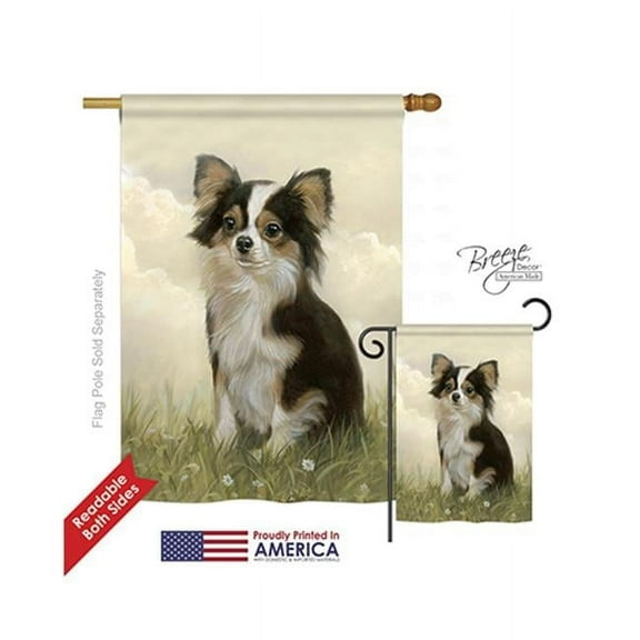 Breeze Decor 10094 Pets Chihuahua 2-Sided Vertical Impression House Flag - 28 x 40 in.