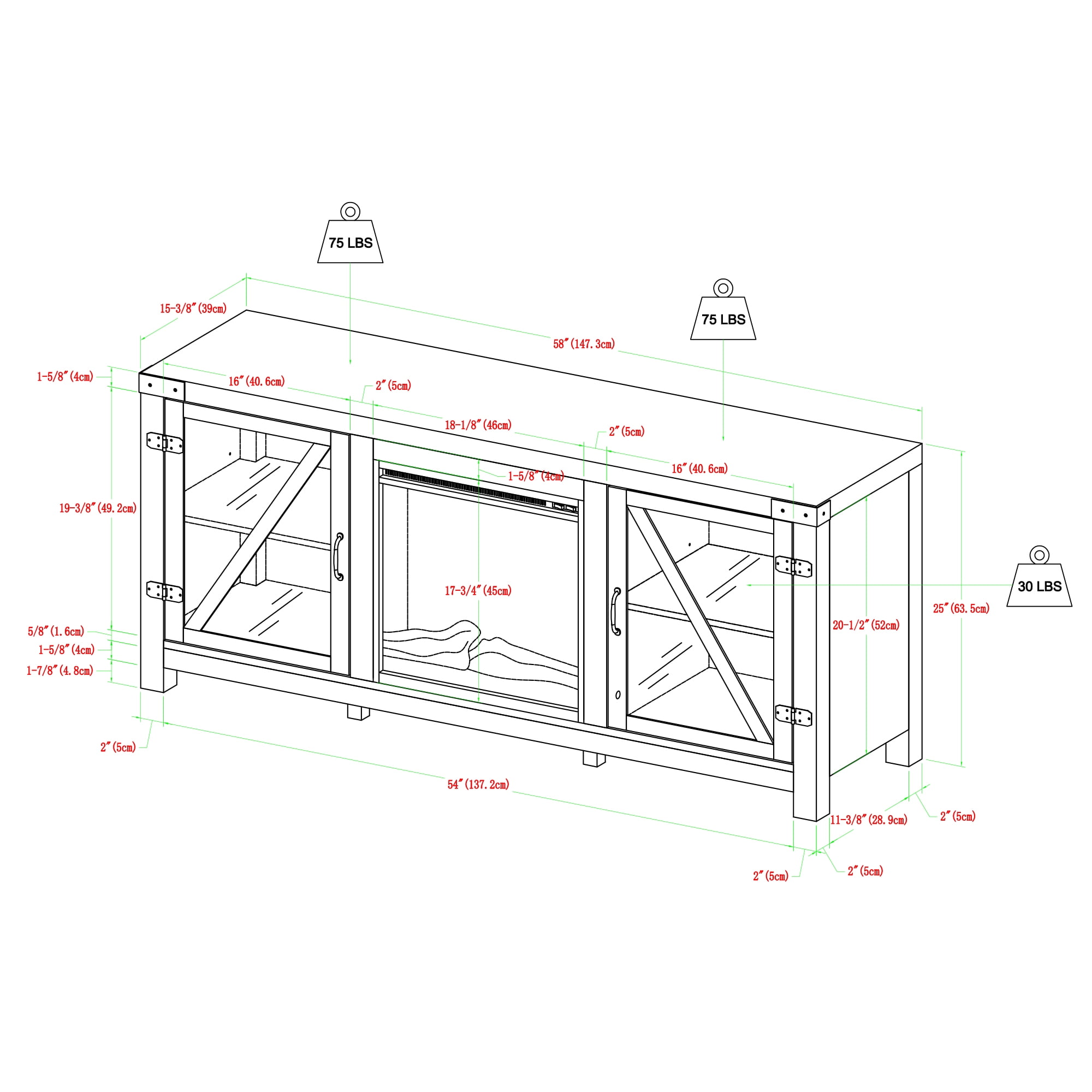 Manor Park Fireplace TV Stand for TVs up to 65", Reclaimed Barnwood