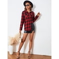thumbnail image 6 of Alex Vando Plaid Flannel Shirts for Women Long Sleeve, Oversized Womens Casual Flannel Button Down Shirts Blouses Tops,RedBlack2 M, 6 of 6
