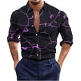 thumbnail image 2 of Lilgiuy Shirts for Men Casual Buttons Beach Non-positioning Print Turn Down Short Sleeve Shirt Blouse for Dating Wedding, 2 of 5