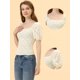 thumbnail image 2 of Allegra K Blusa Corta Con Fruncido Y Manga Corta Con Cuello Cuadrado Floral Para Mujer Blanco XL, 2 of 4